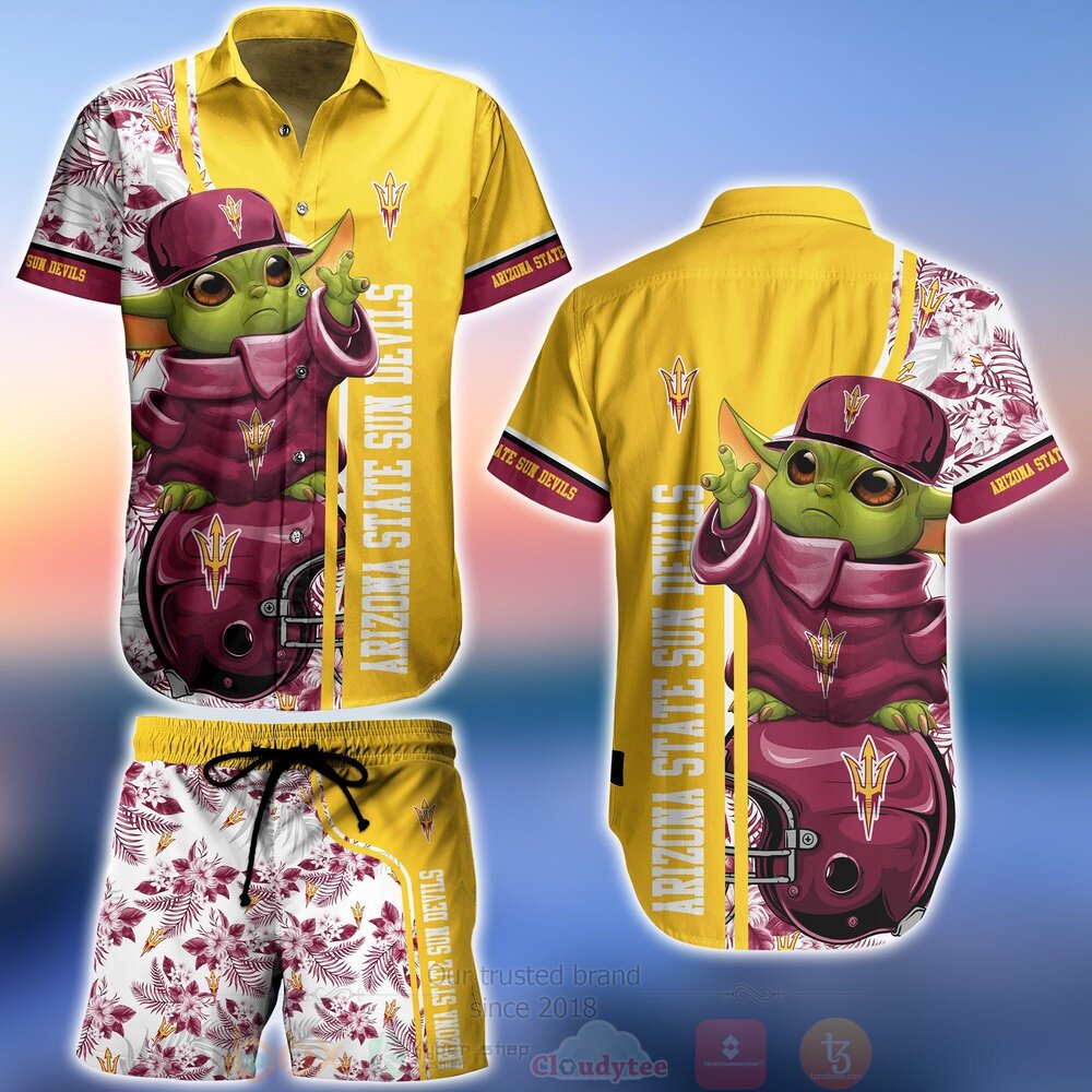 BEST NCAA Arizona State Sun Devils Baby Yoda Aloha Shirt, Short 11 NCAA Arizona State Sun Devils Baby Yoda Hawaiian Shirt Short