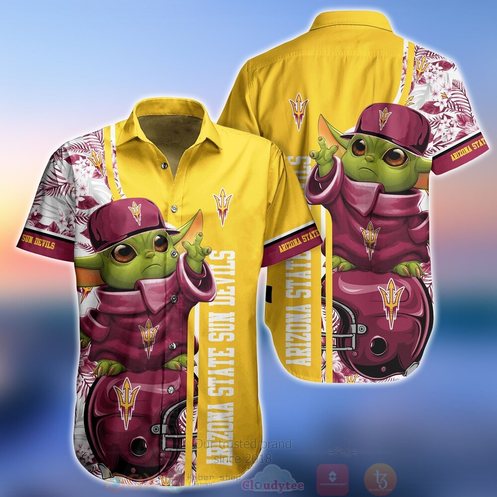 BEST NCAA Arizona State Sun Devils Baby Yoda Aloha Shirt, Short 2 NCAA Arizona State Sun Devils Baby Yoda Hawaiian Shirt Short 1