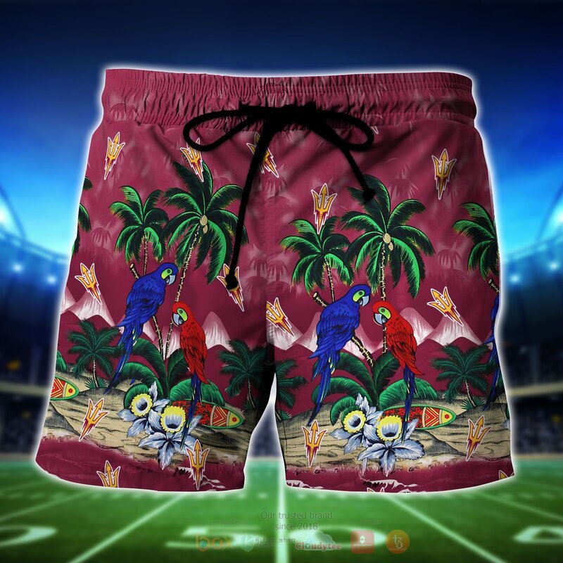 NCAA Arizona State Sun Devils Parrot Hawaiian Shirt Short 1 2 3 4