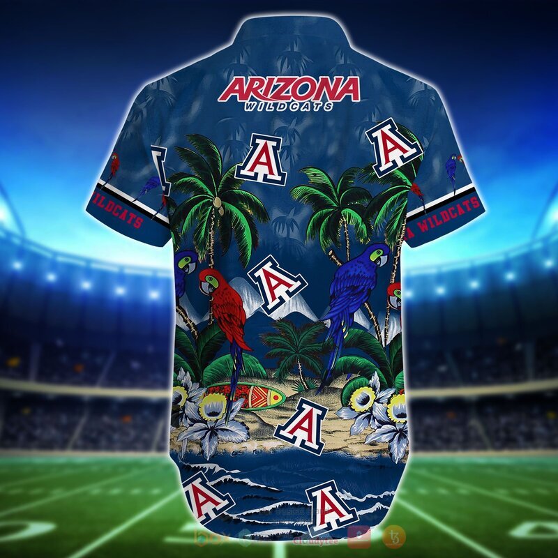 NCAA Arizona Wildcats Parrot Hawaiian Shirt, Short 3 NCAA Arizona Wildcats Parrot Hawaiian Shirt Short 1 2