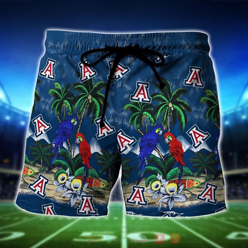 NCAA Arizona Wildcats Parrot Hawaiian Shirt, Short 5 NCAA Arizona Wildcats Parrot Hawaiian Shirt Short 1 2 3 4