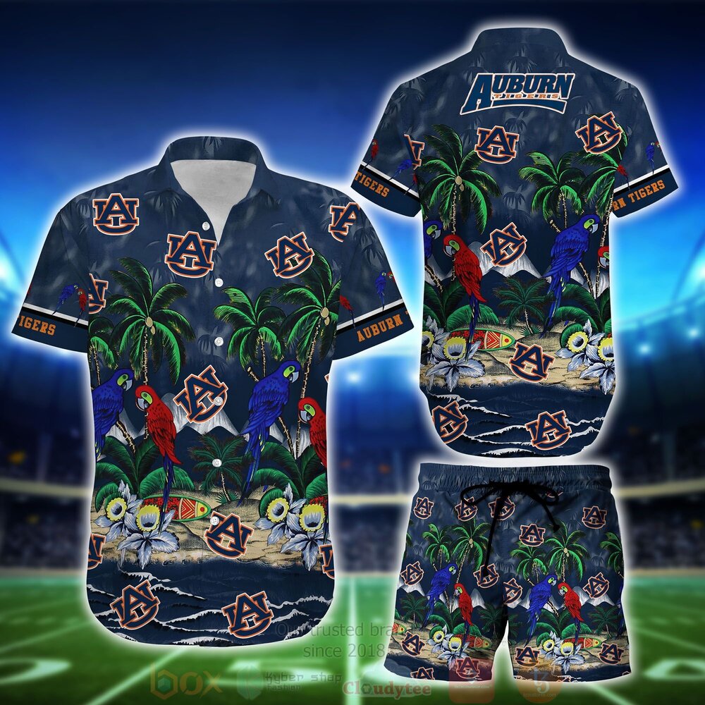 NCAA Auburn Tigers Tropical Sea And Parrots Hawaiian Shirt Short