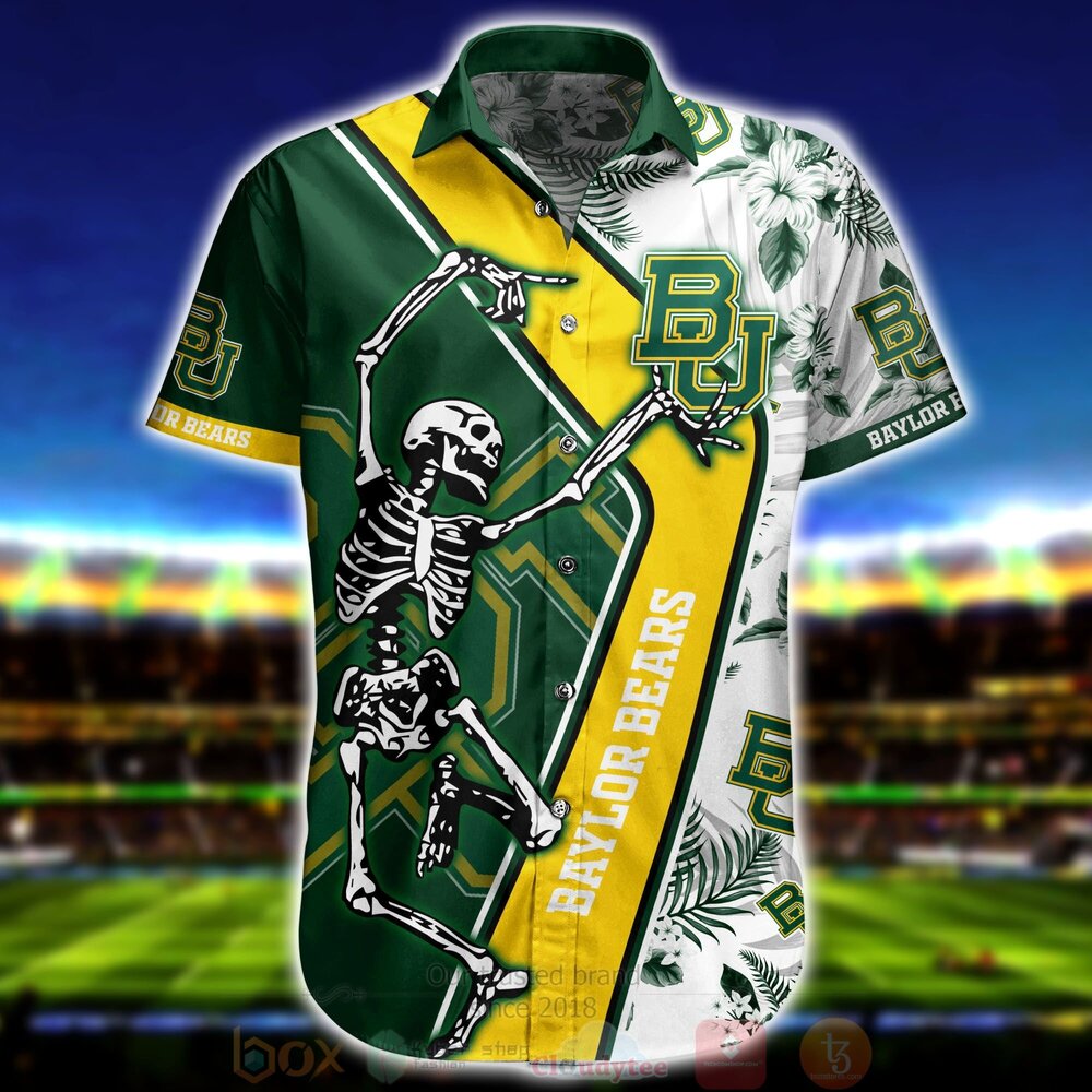 BEST NCAA Baylor Bears Skeleton Aloha Shirt, Short 2 NCAA Baylor Bears Skeleton Hawaiian Shirt Short 1 2