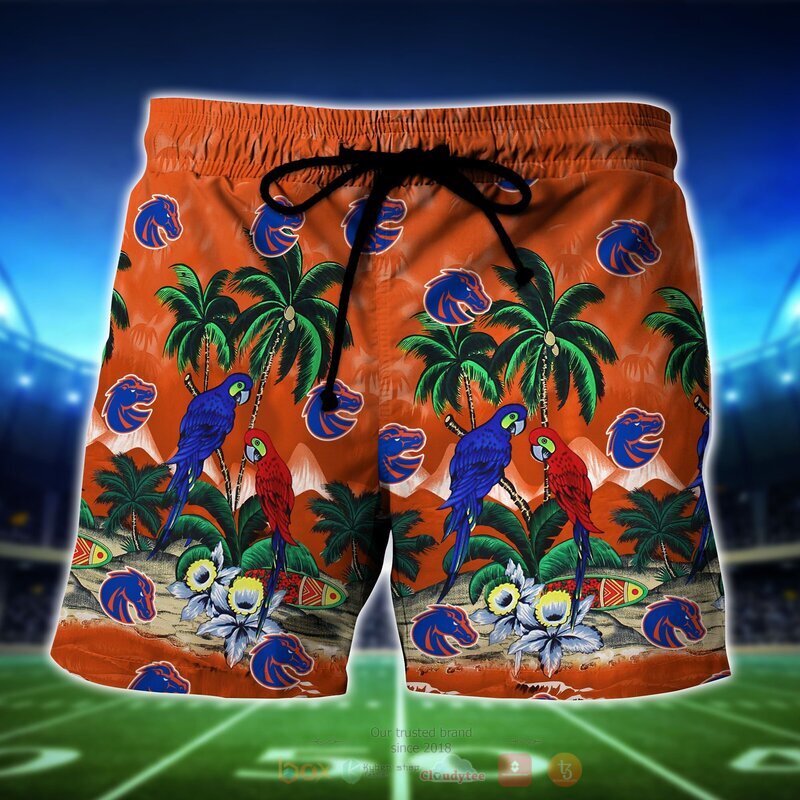 NCAA Boise State Broncos Parrot Hawaiian Shirt Short 1 2 3 4
