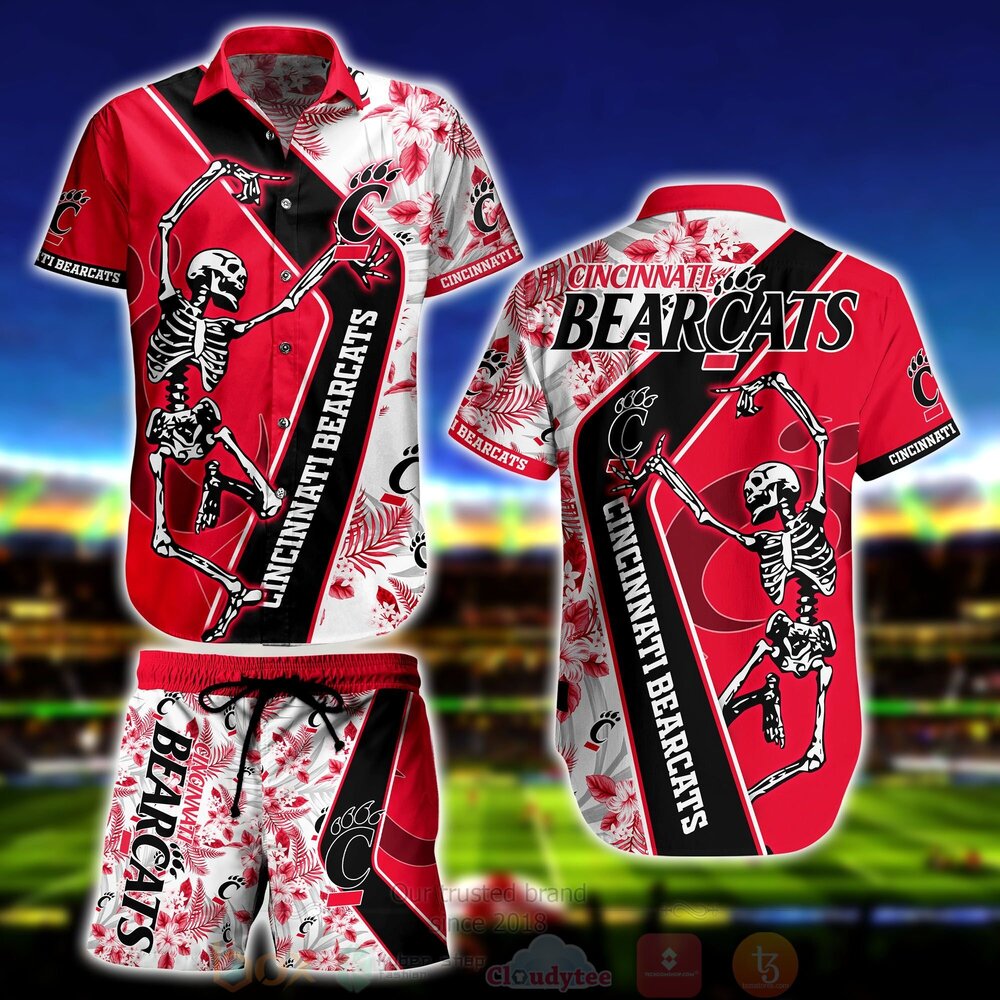NCAA Cincinnati Bearcats Skeleton Hawaiian Shirt Short