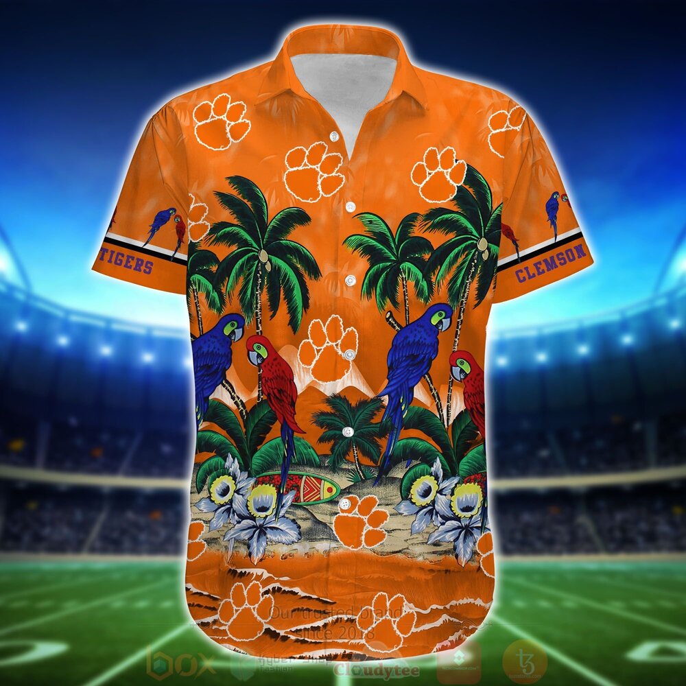 BEST NCAA Clemson Tigers Tropical Sea And Parrots Aloha Shirt, Short 4 NCAA Clemson Tigers Tropical Sea And Parrots Hawaiian Shirt Short 1 2 3 4