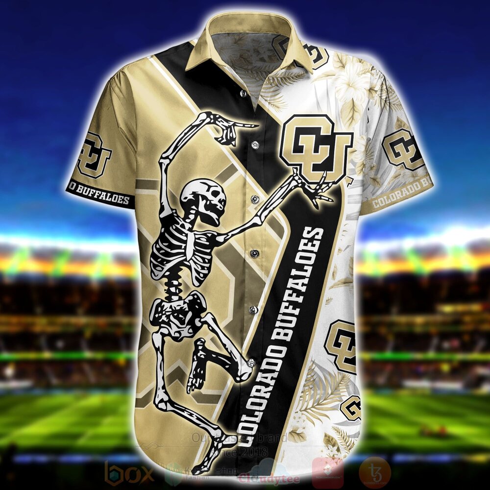 BEST NCAA Colorado Buffaloes Skeleton Aloha Shirt, Short 2 NCAA Colorado Buffaloes Skeleton Hawaiian Shirt Short 1 2