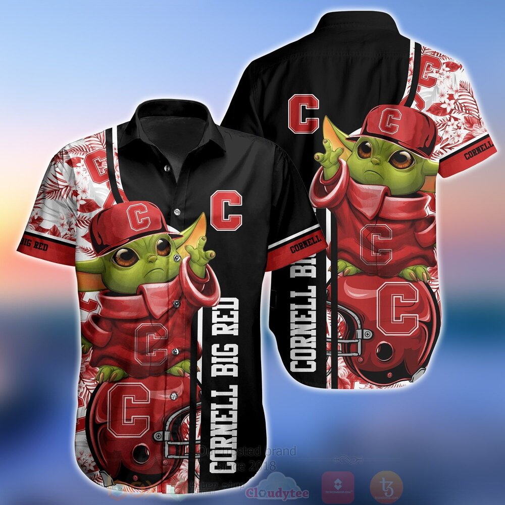 NCAA Cornell Big Red Baby Yoda Hawaiian Shirt Short 1