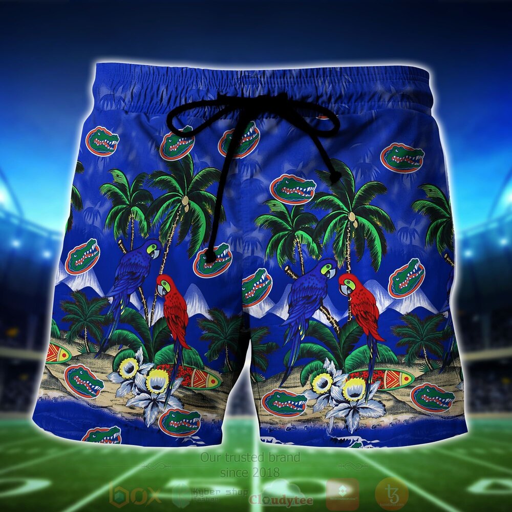 NCAA Florida Gators Tropical Sea And Parrots Hawaiian Shirt Short 1 2 3 4 5