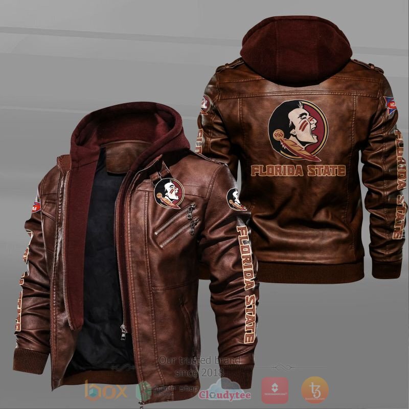 NEW Florida State Seminoles Leather Jacket 2 NCAA Florida State Seminoles Leather Jacket 1