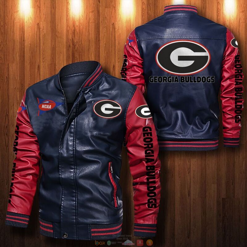 NEW NCAA Georgia Bulldogs Bomber leather Jacket 4 NCAA Georgia Bulldogs Bomber leather Jacket 1 2 3
