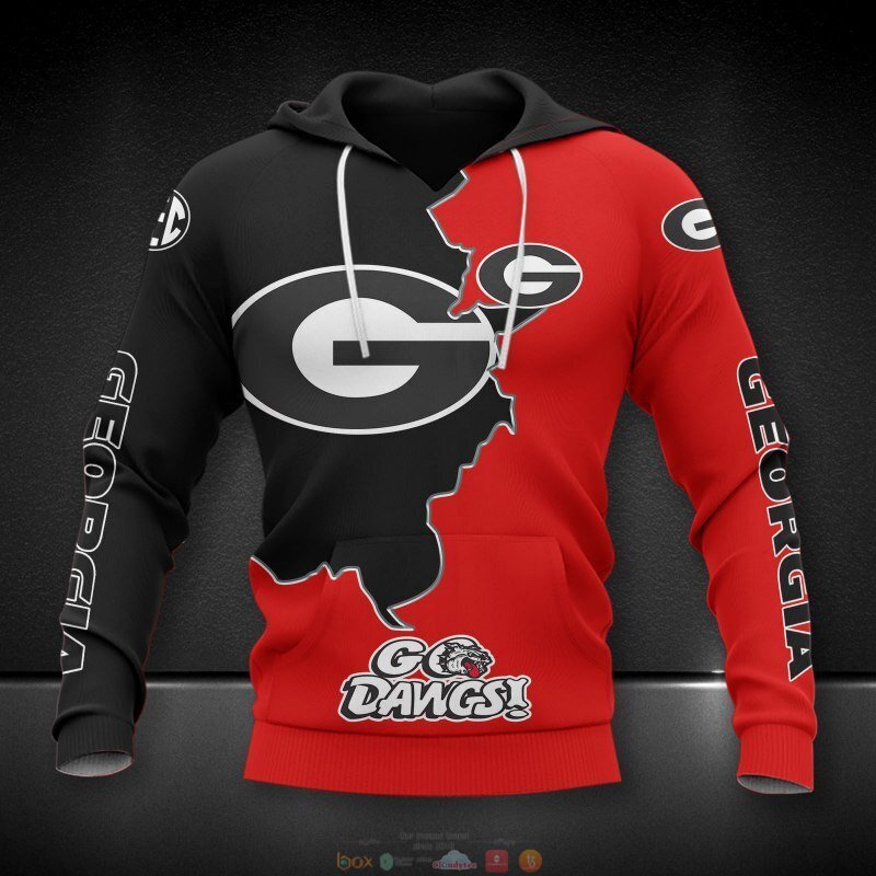 NCAA Georgia Bulldogs Go Dawgs red 3d shirt hoodie