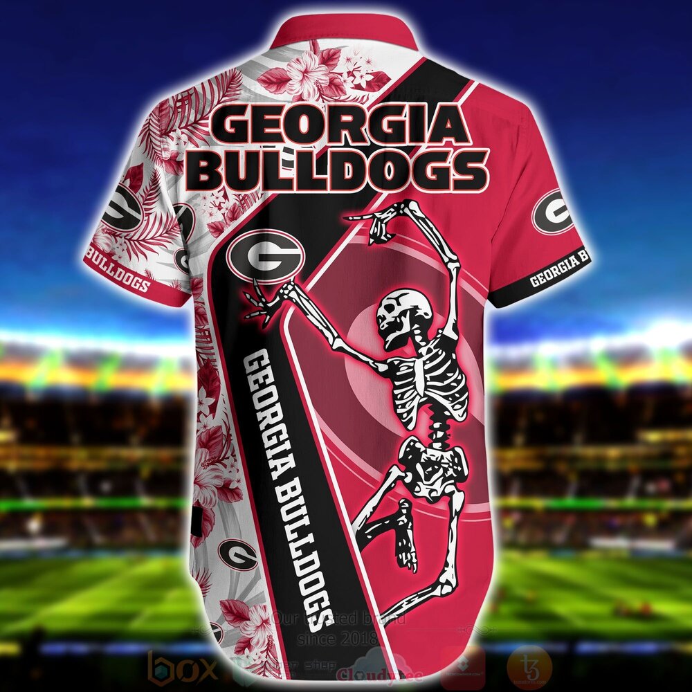 BEST NCAA Georgia Bulldogs Skeleton Aloha Shirt, Short 3 NCAA Georgia Bulldogs Skeleton Hawaiian Shirt Short 1 2 3