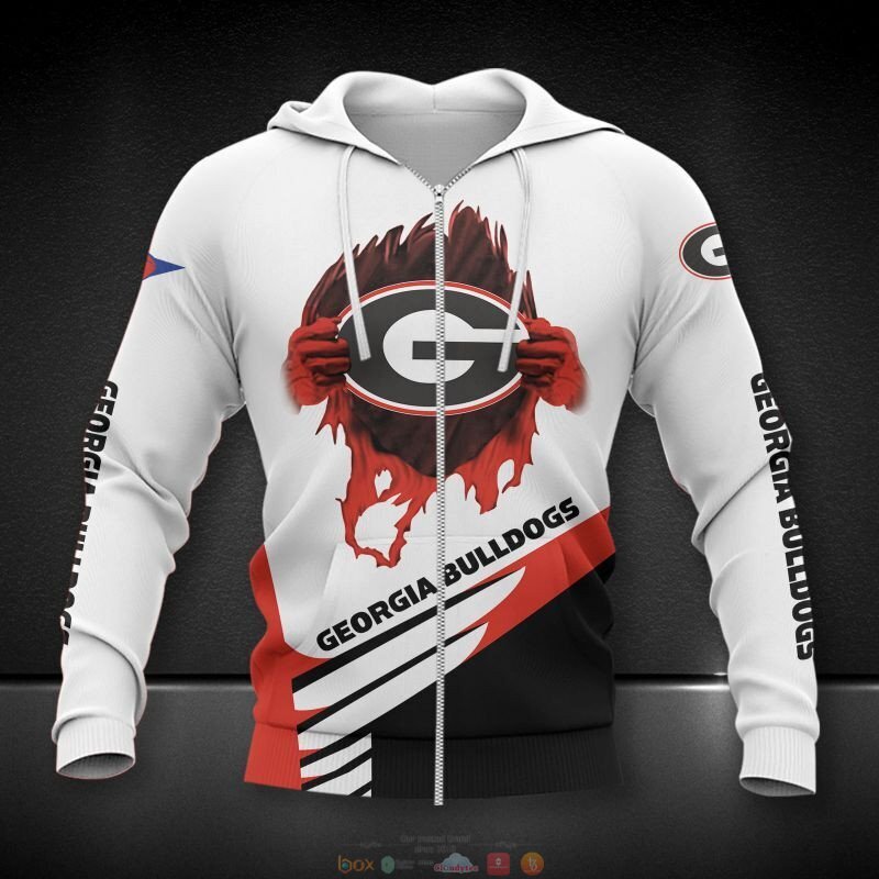 NEW NCAA Georgia Bulldogs white jersey shirt, hoodie 3 NCAA Georgia Bulldogs white 3d shirt hoodie 1 2