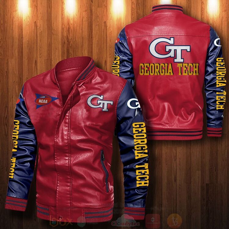 BEST NCAA Georgia Tech Yellow Jackets 2D Leather Bomber Jacket 3 NCAA Georgia Tech Yellow Jackets Bomber Leather Jacket 1 2