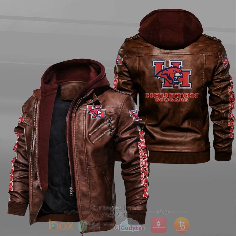 NEW Houston Cougars Leather Jacket 2 NCAA Houston Cougars Leather Jacket 1