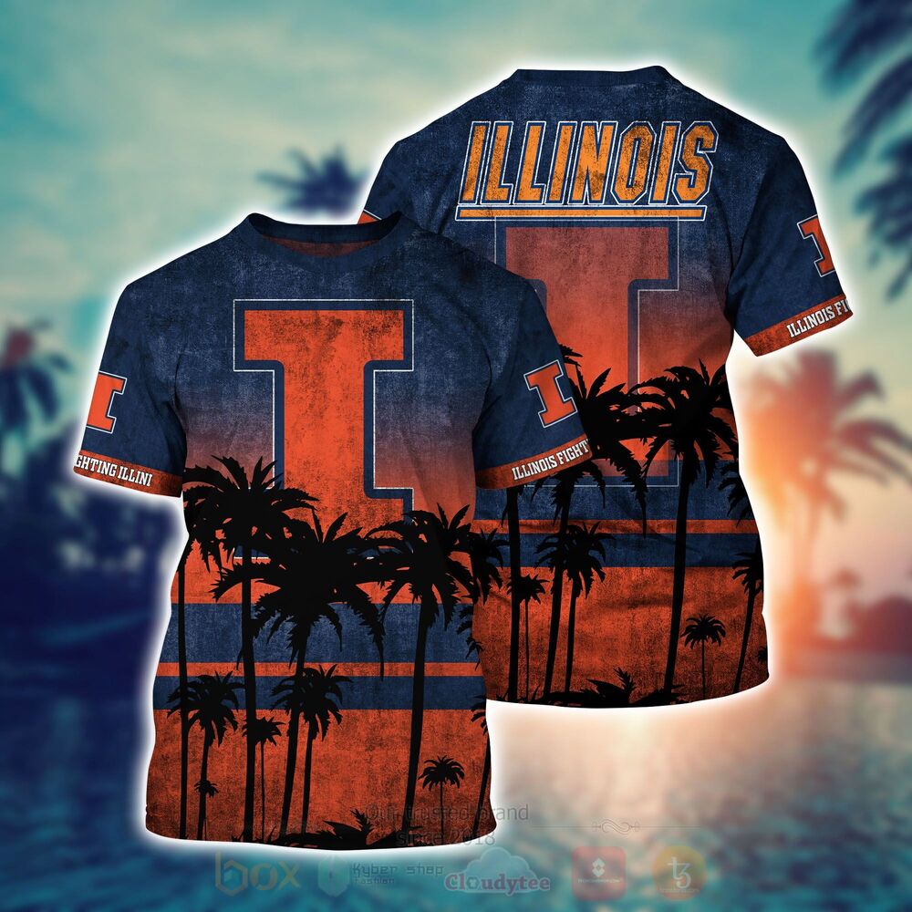 BEST NCAA Illinois Fighting Illini 3D All Over Printed Hawaiian Shirt, Short 2 NCAA Illinois Fighting Illini Hawaiian Shirt Short 1