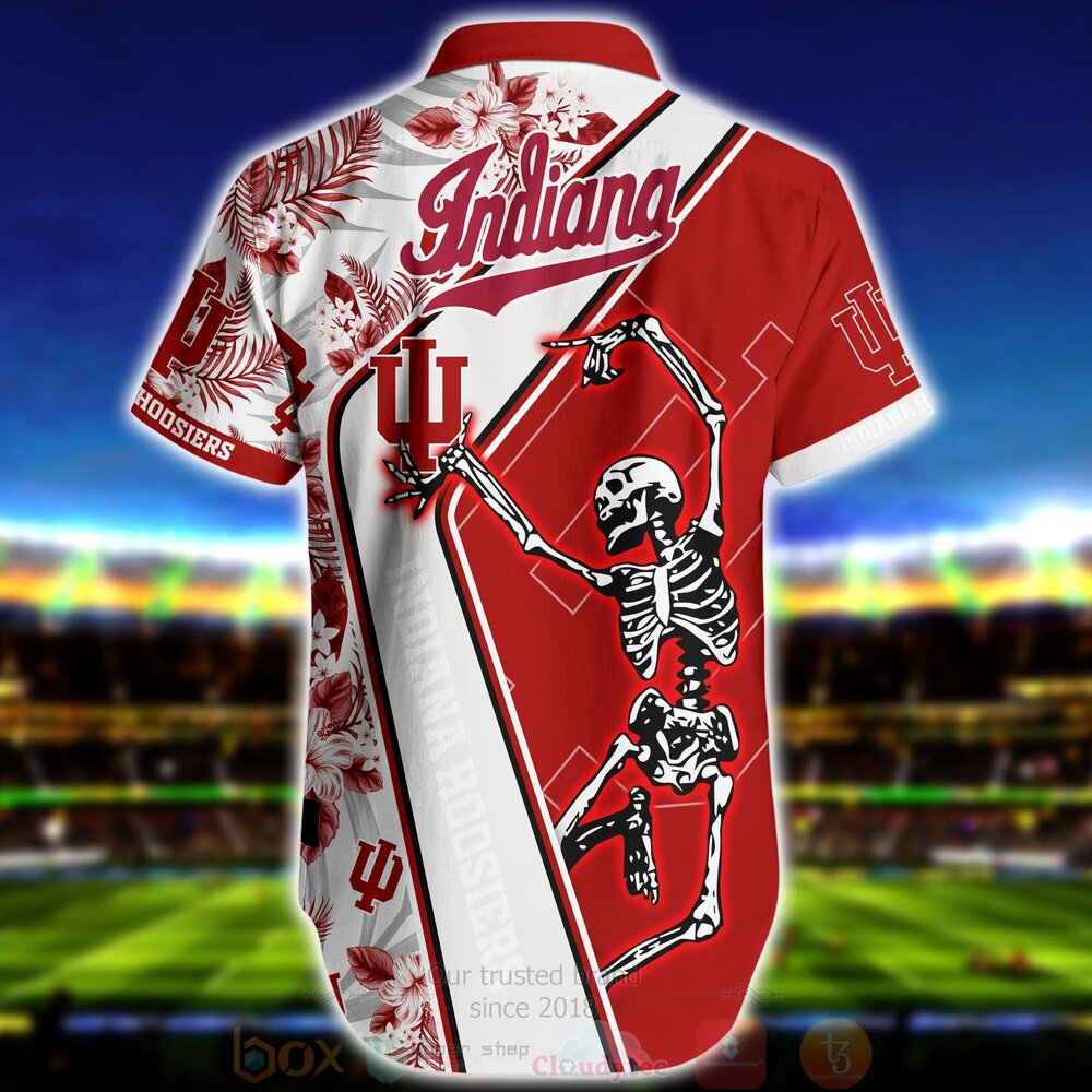 BEST NCAA Indiana Hoosiers Skeleton Aloha Shirt, Short 3 NCAA Indiana Hoosiers Skeleton Hawaiian Shirt Short 1 2 3