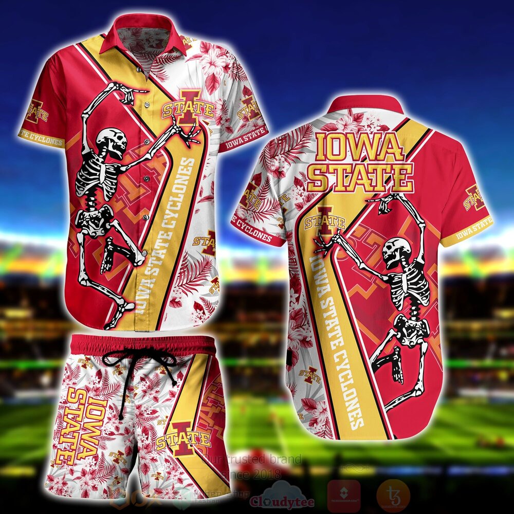 NCAA Iowa State Cyclones Skeleton Hawaiian Shirt Short