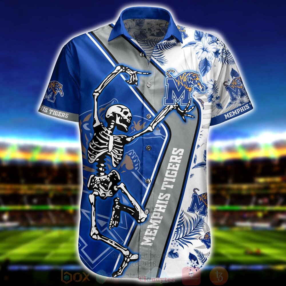 BEST NCAA Memphis Tigers Skeleton Aloha Shirt, Short 2 NCAA Memphis Tigers Skeleton Hawaiian Shirt Short 1 2