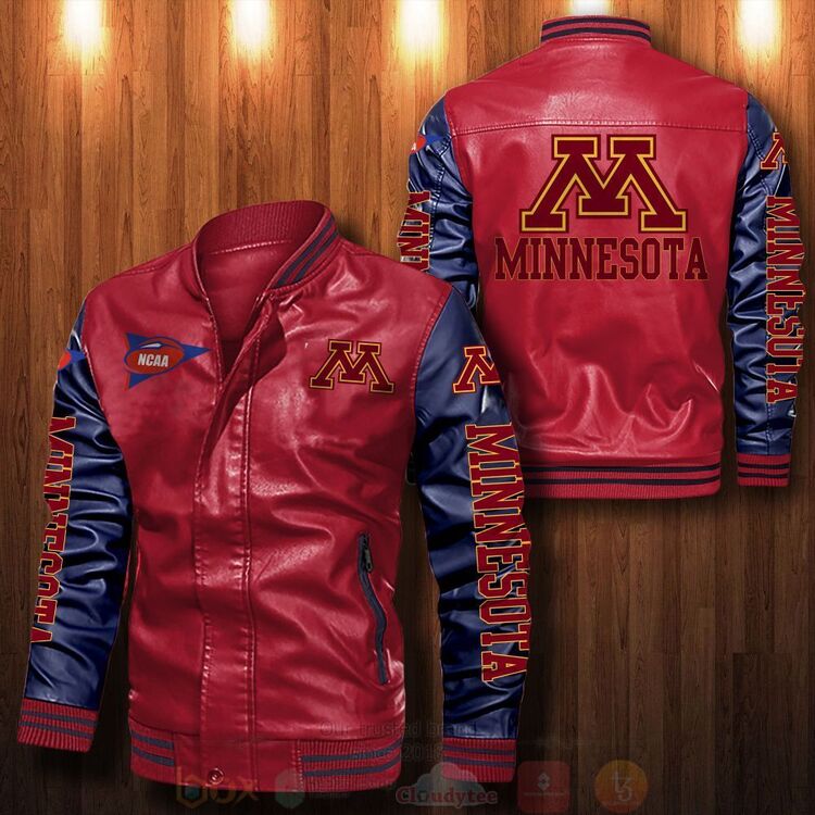 BEST NCAA Minnesota Golden Gophers 2D Leather Bomber Jacket 5 NCAA Minnesota Golden Gophers Bomber Leather Jacket 1 2 3 4