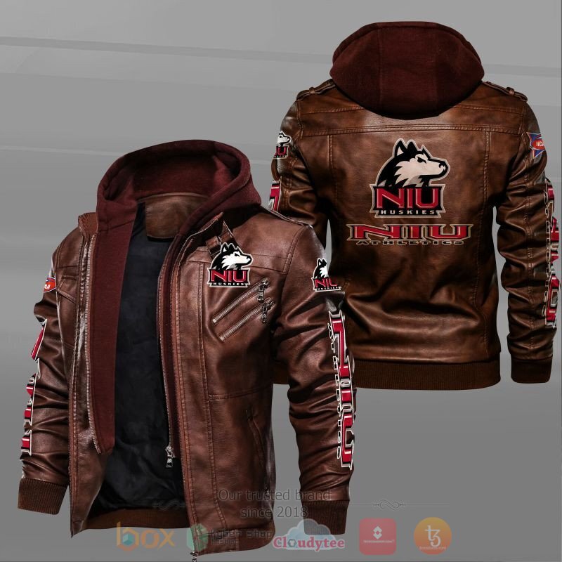 NEW Northern Illinois Huskies Leather Jacket 2 NCAA Northern Illinois Huskies Leather Jacket 1