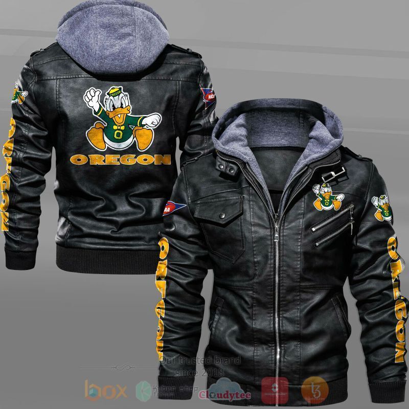 NEW Oregon Ducks Leather Jacket 1 NCAA Oregon Ducks Leather Jacket