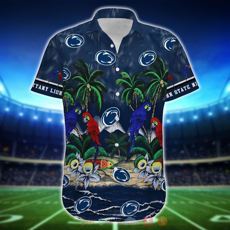NCAA Penn State Nittany Lions Parrot Hawaiian Shirt, Short 4 NCAA Penn State Nittany Lions Parrot Hawaiian Shirt Short 1 2 3