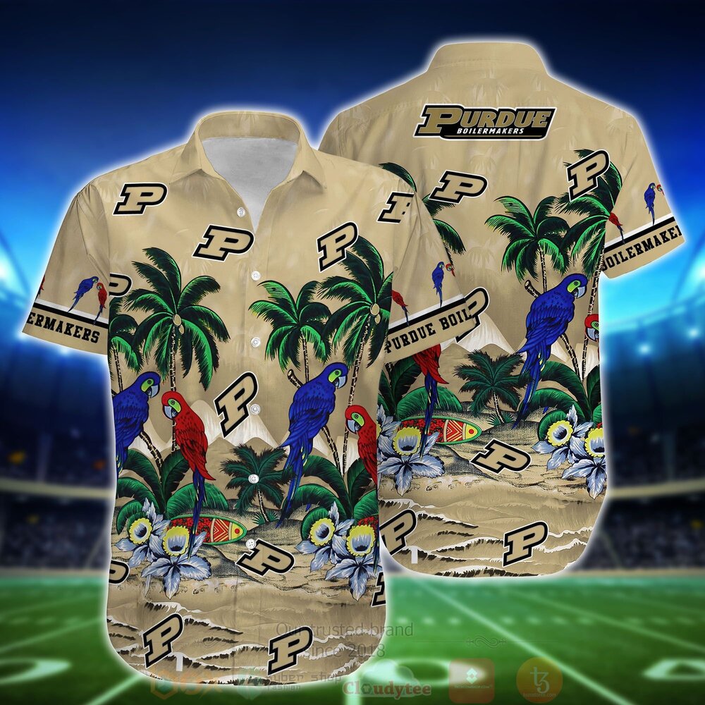 BEST NCAA Purdue Boilermakers Tropical Sea And Parrots Aloha Shirt, Short 2 NCAA Purdue Boilermakers Tropical Sea And Parrots Hawaiian Shirt Short 1