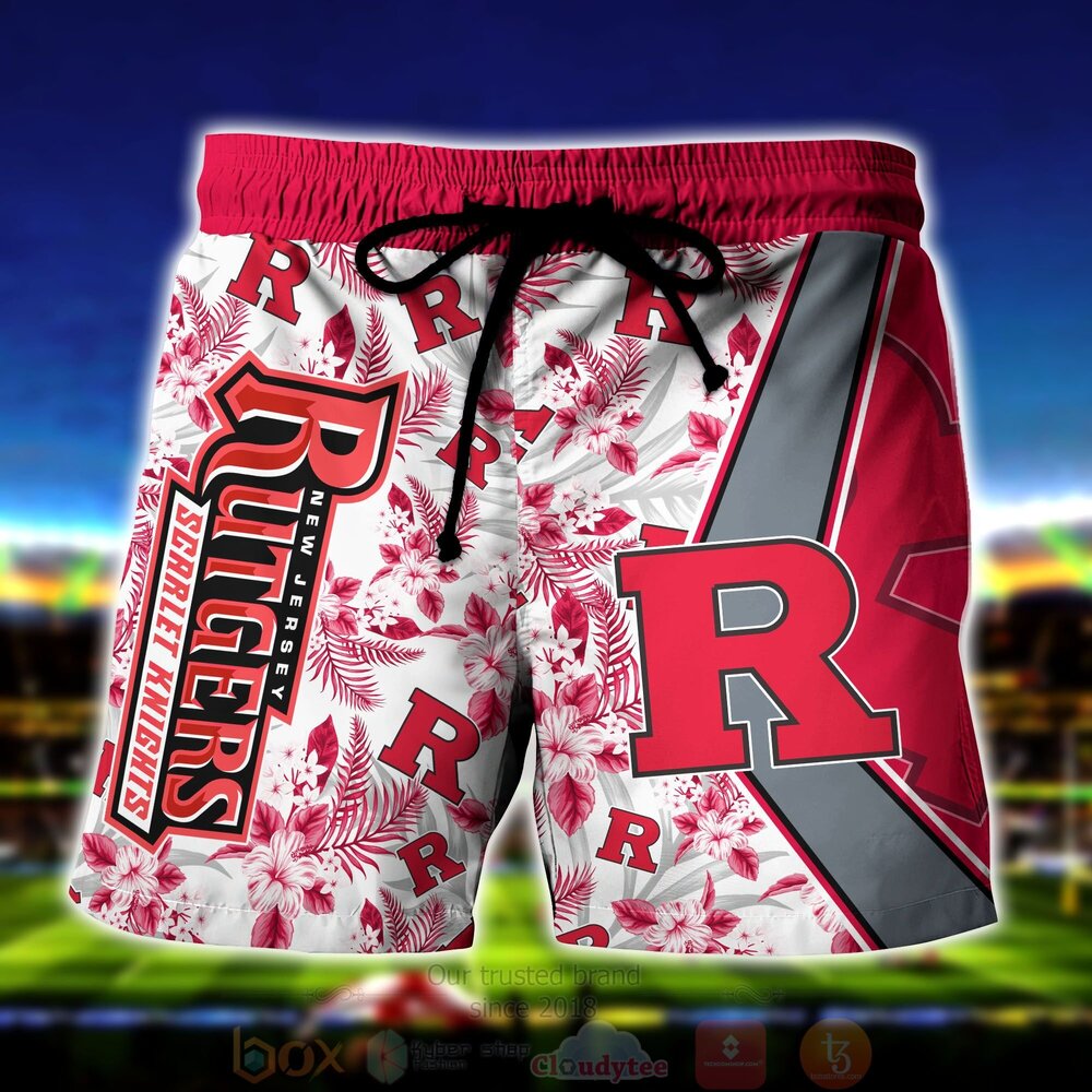 NCAA Rutgers Scarlet Knights Skeleton Hawaiian Shirt Short 1 2 3 4