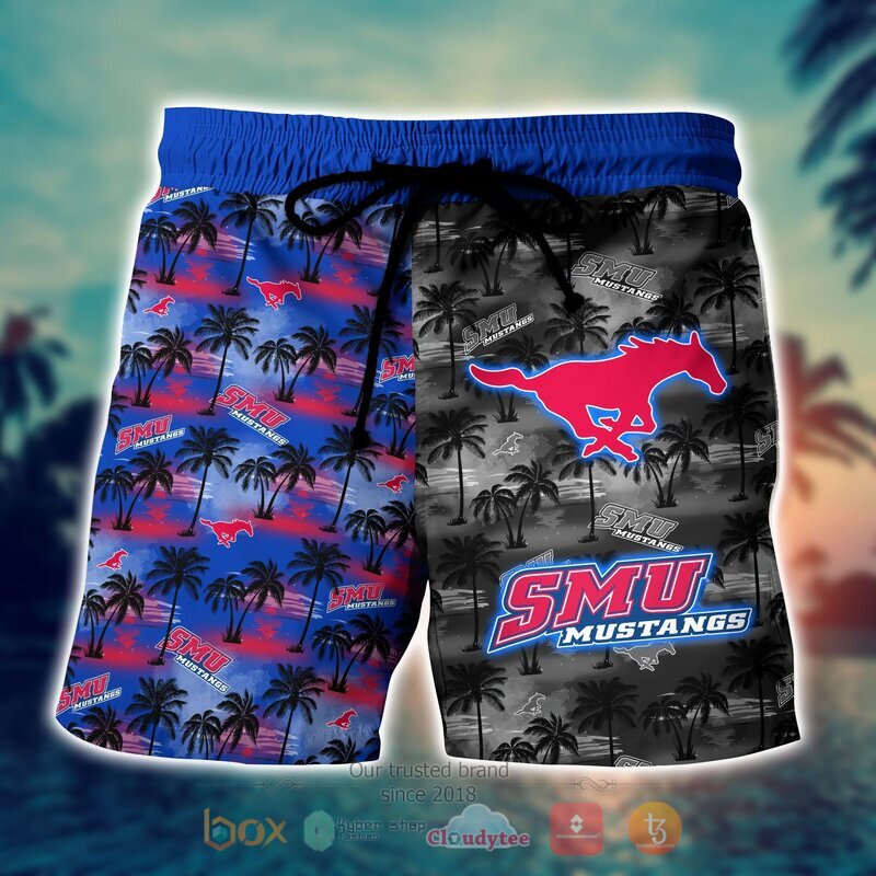 NCAA Smu Mustangs Coconut Hawaiian shirt, Short 4 NCAA Smu Mustangs Coconut Hawaiian shirt Short 1 2 3