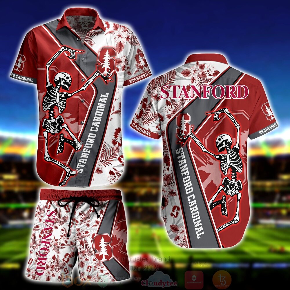 NCAA Stanford Cardinal Skeleton Hawaiian Shirt Short