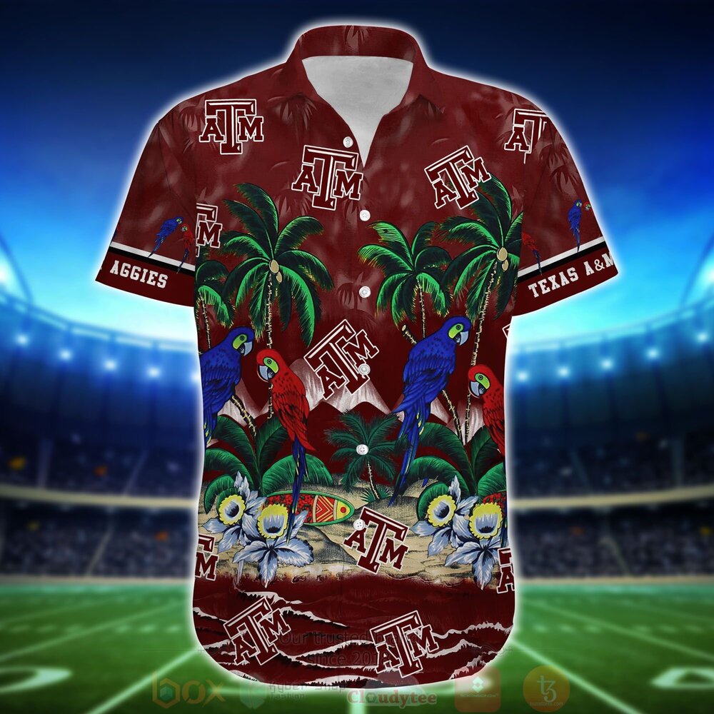 NCAA Texas AM Aggies Tropical Sea And Parrots Hawaiian Shirt Short 1 2 3 4