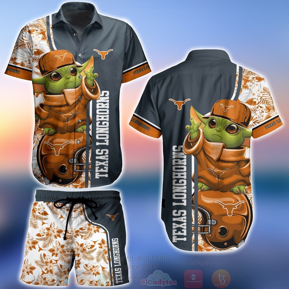 NCAA Texas Longhorns Baby Yoda Hawaiian Shirt Short