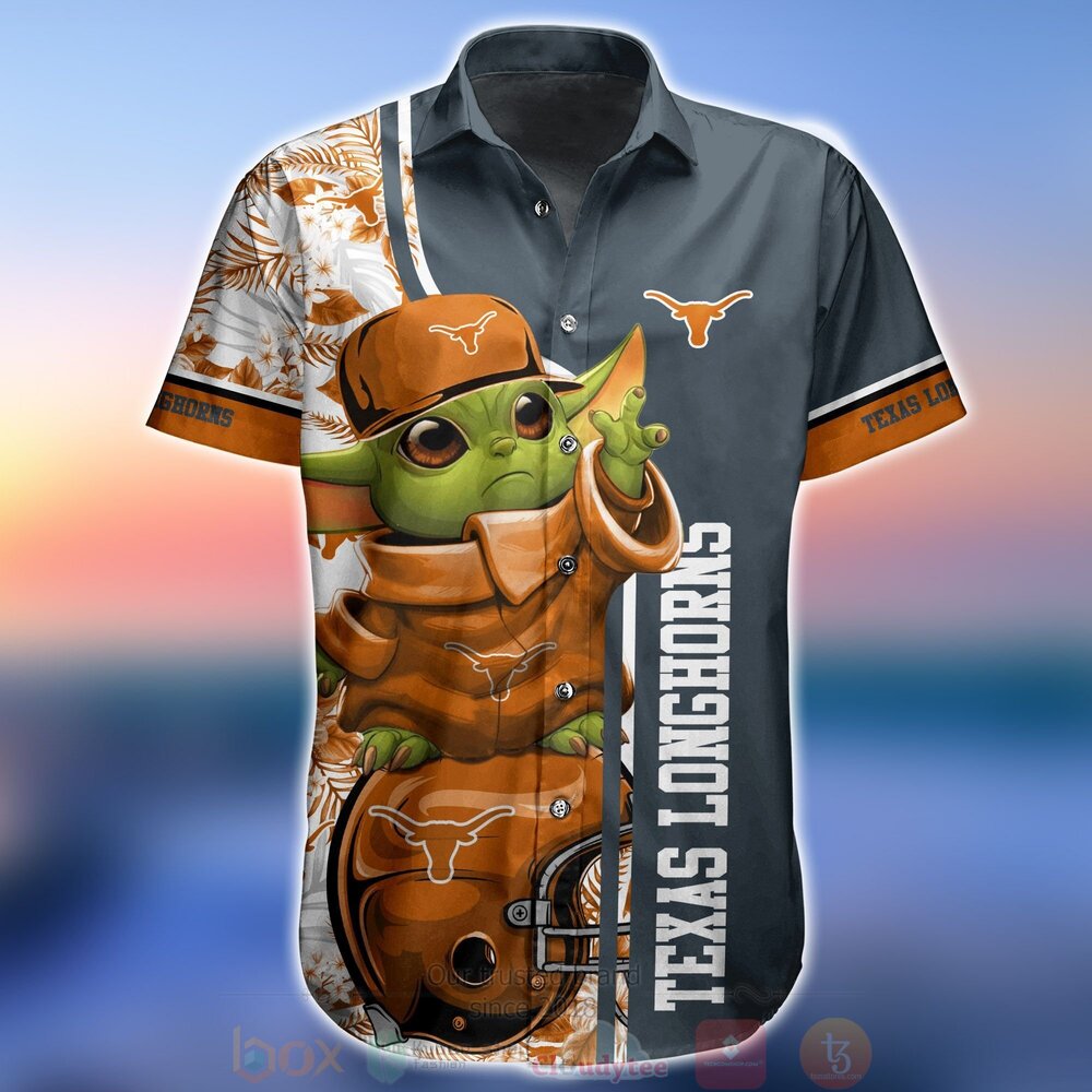 NCAA Texas Longhorns Baby Yoda Hawaiian Shirt Short 1 2 3 4 5