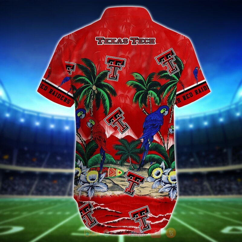 NCAA Texas Tech Red Raiders Parrot Hawaiian Shirt, Short 3 NCAA Texas Tech Red Raiders Parrot Hawaiian Shirt Short 1 2