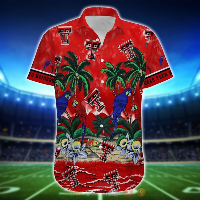 NCAA Texas Tech Red Raiders Parrot Hawaiian Shirt, Short 4 NCAA Texas Tech Red Raiders Parrot Hawaiian Shirt Short 1 2 3