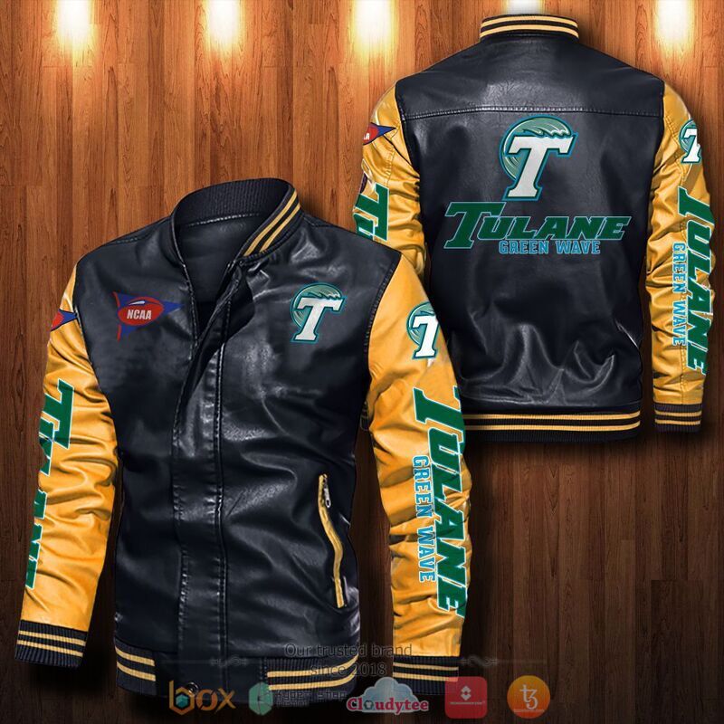 NCAA Tulane Green Wave Bomber leather jacket 6 NCAA Tulane Green Wave Bomber leather jacket 1 2 3 4 5