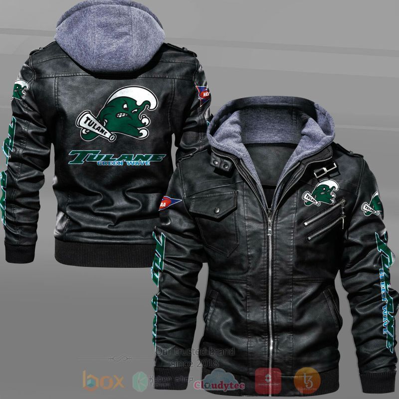 NEW Tulane Green Wave Leather Jacket 1 NCAA Tulane Green Wave Leather Jacket