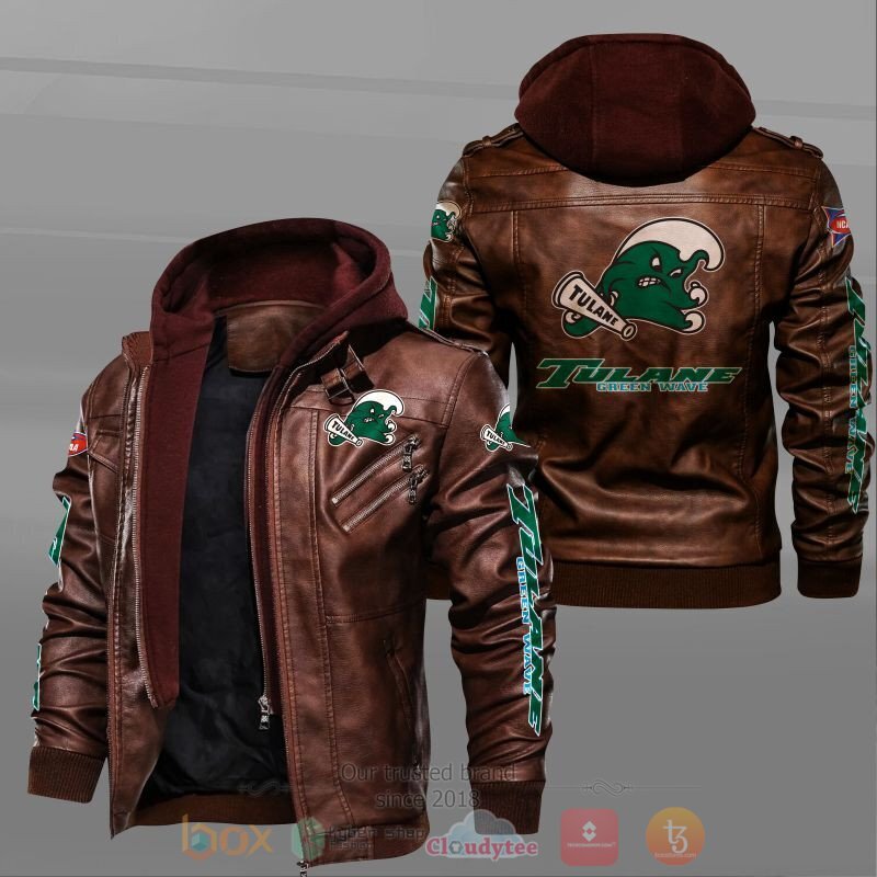 NEW Tulane Green Wave Leather Jacket 2 NCAA Tulane Green Wave Leather Jacket 1