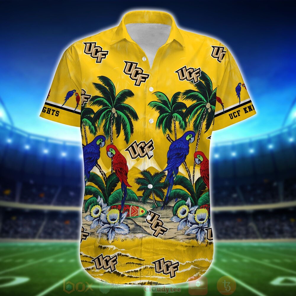 NCAA UCF Knights Tropical Sea And Parrots Hawaiian Shirt Short 1 2 3 4