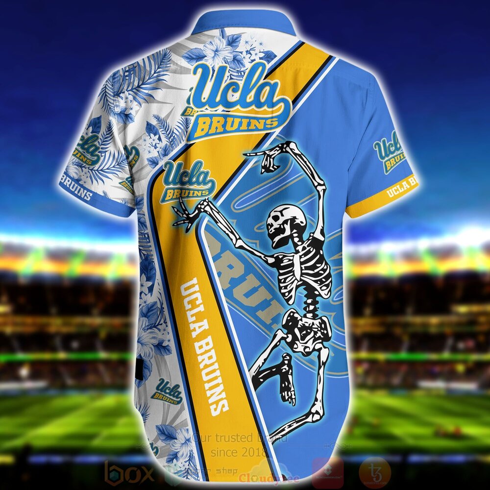 BEST NCAA UCLA Bruins Skeleton Aloha Shirt, Short 3 NCAA UCLA Bruins Skeleton Hawaiian Shirt Short 1 2 3