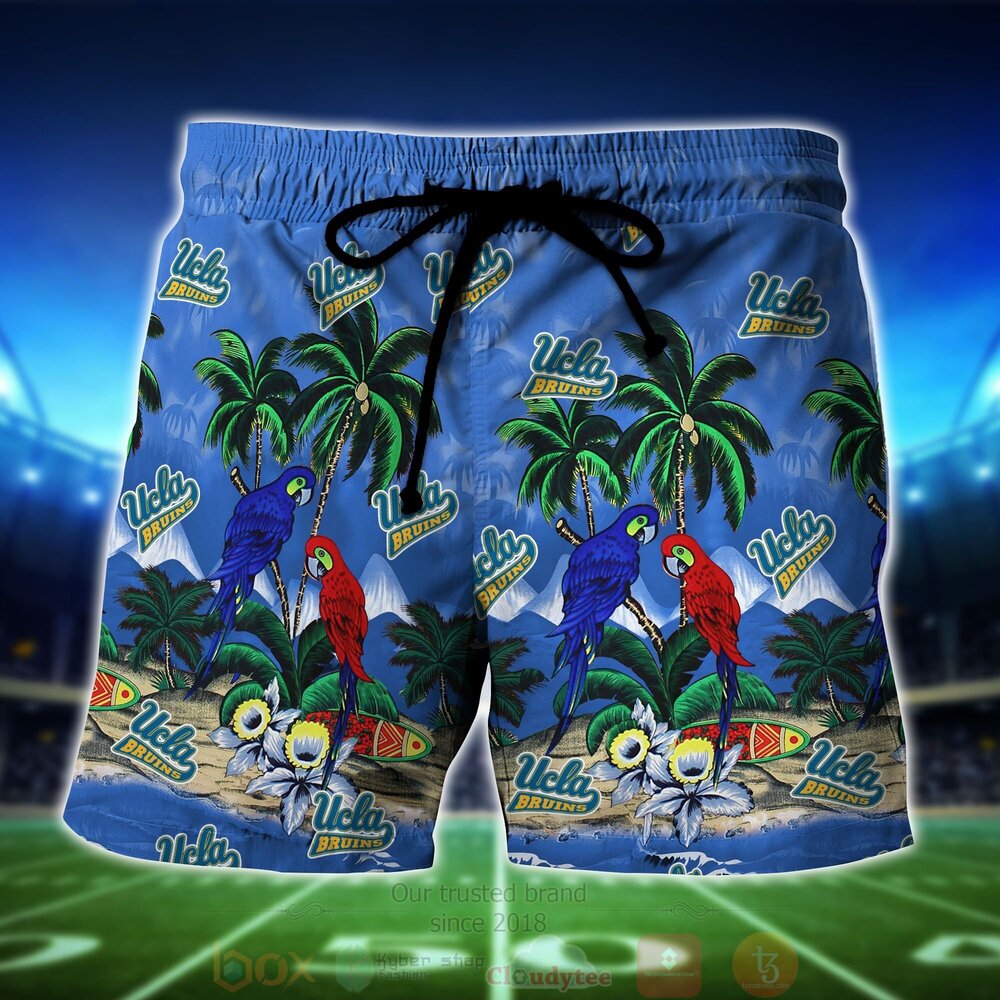 NCAA UCLA Bruins Tropical Sea And Parrots Hawaiian Shirt Short 1 2 3 4 5