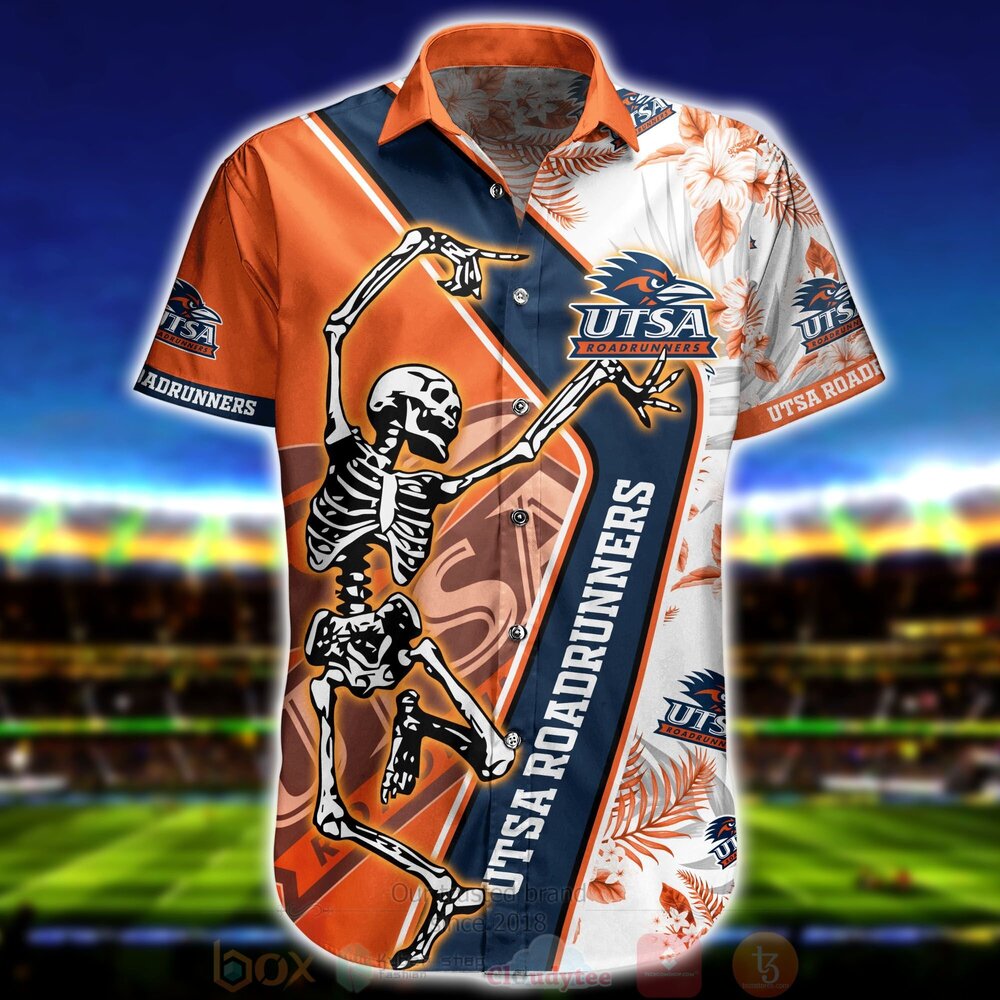 BEST NCAA UTSA Roadrunners Skeleton Aloha Shirt, Short 2 NCAA UTSA Roadrunners Skeleton Hawaiian Shirt Short 1 2