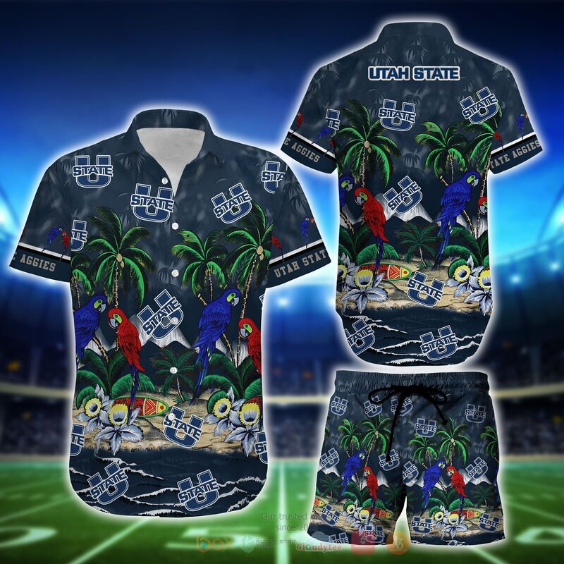 NCAA Utah State Aggies Parrot Hawaiian Shirt Short