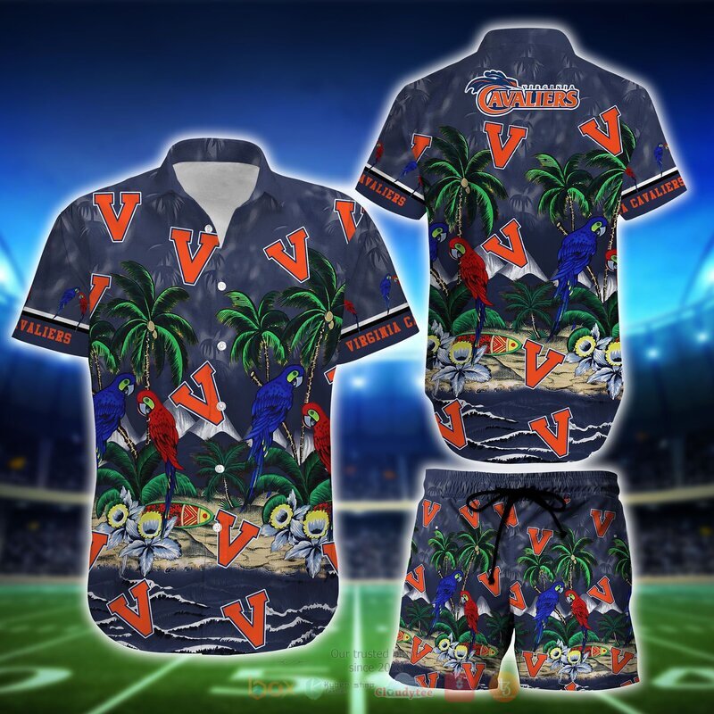NCAA Virginia Cavaliers Parrot Hawaiian Shirt Short