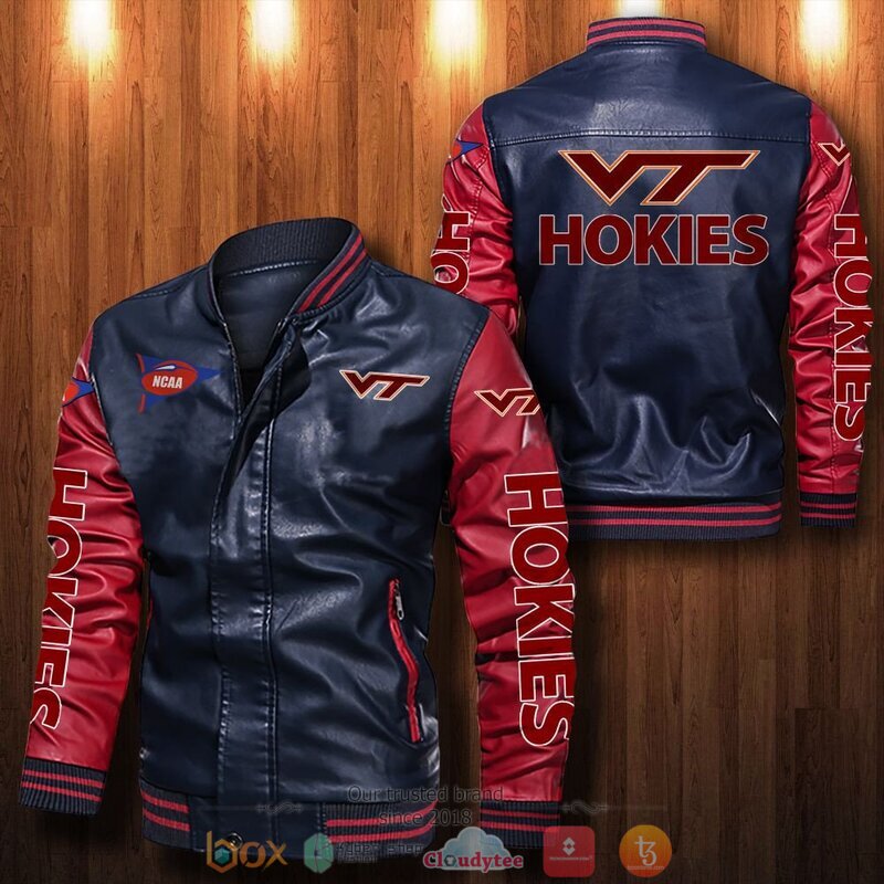 NCAA Virginia Tech Hokies Bomber leather jacket 4 NCAA Virginia Tech Hokies Bomber leather jacket 1 2 3