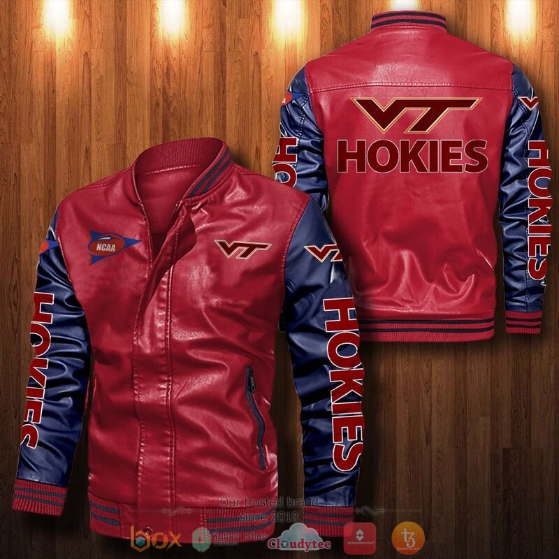 NCAA Virginia Tech Hokies Bomber leather jacket 5 NCAA Virginia Tech Hokies Bomber leather jacket 1 2 3 4