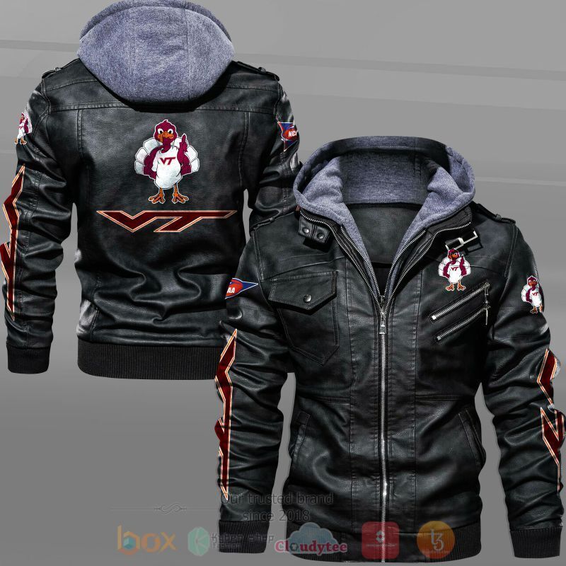 NEW Virginia Tech Hokies Leather Jacket 5 NCAA Virginia Tech Hokies Leather Jacket