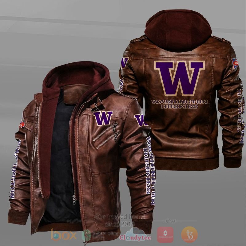 NEW Washington Huskies Leather Jacket 2 NCAA Washington Huskies Leather Jacket 1